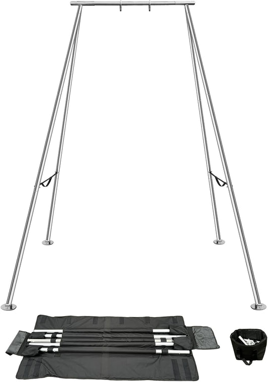 PRIOR FITNESS Aerial A-Frame Rig Set, CE & SGS Certified 730kgs/1610 lbs Capacity Aerial Yoga Stand W/Carrying Bag, for Hammocks, Silks & Hoops,Portable & Adjustable 5-11ft,Trapeze Swing Stand Frame