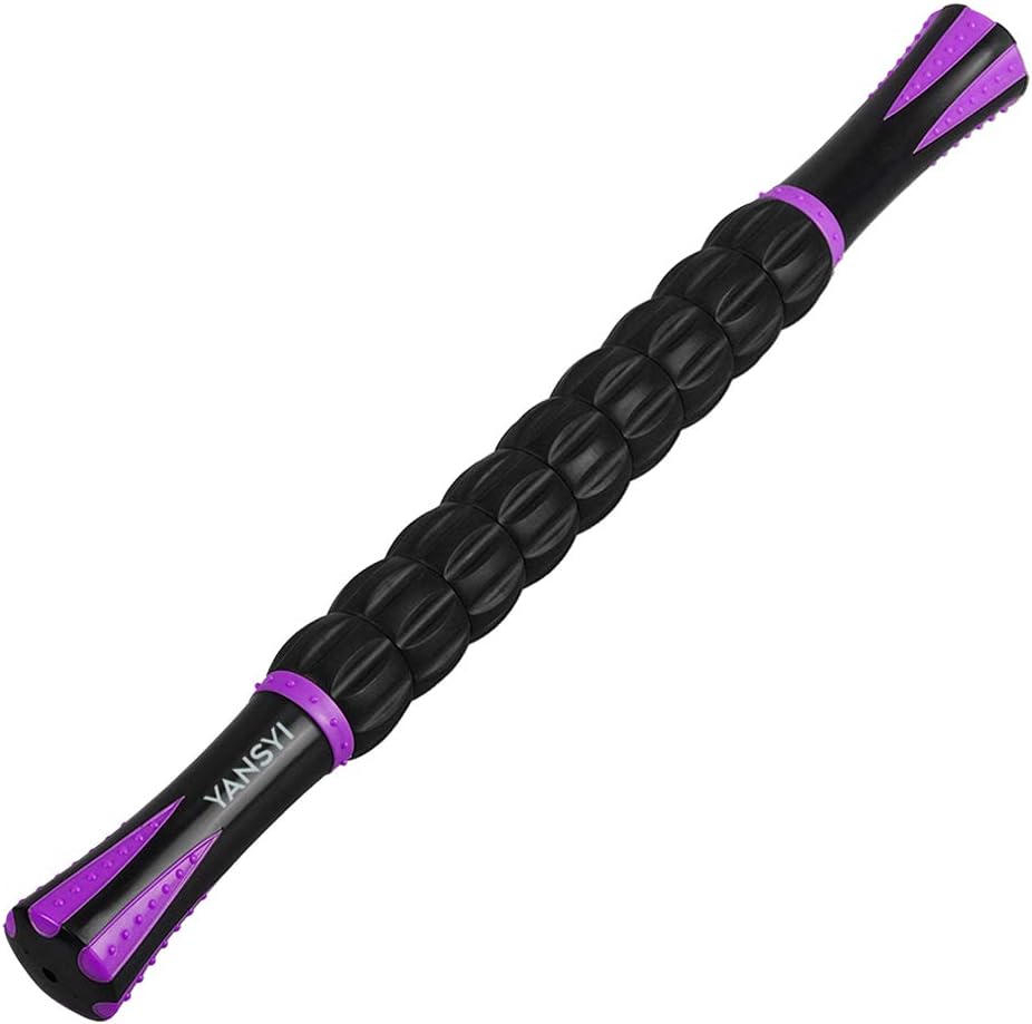 YANSYI Professional 9-Roller Deep Tissue Massage Stick - Portable Muscle Recovery Roller for Athletes, Relieves Post-Workout Soreness & Leg/Back Pain - Portable Physio Tool (Purple)