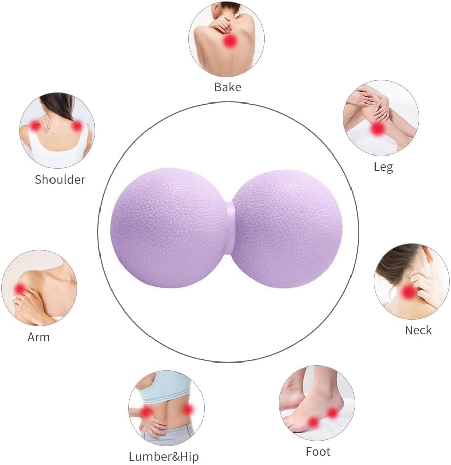 Double Lacrosse & Micro-Elastic Peanut Massage Ball - Myofascial Release Tool for Muscle, Back, Foot, and Physical Therapy, Mobility Roller for Acupressure and Relaxation (Pink)