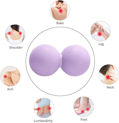 Double Lacrosse & Micro-Elastic Peanut Massage Ball - Myofascial Release Tool for Muscle, Back, Foot, and Physical Therapy, Mobility Roller for Acupressure and Relaxation (Pink)