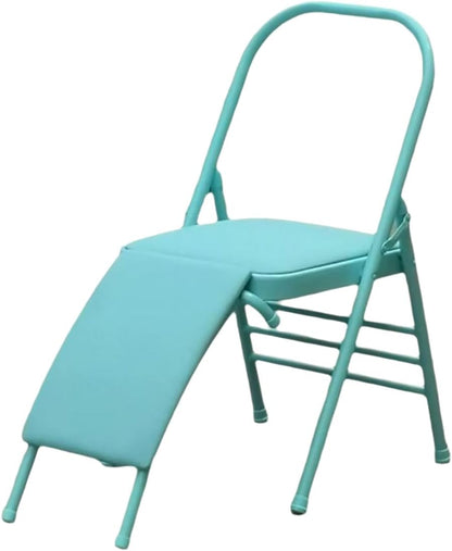 Thickened Iyengar Yoga Chair, Multi-Purpose Metal Foldable Fitness Chair, Yoga with Lumbar Support and Stretching Assistant Chair.,Black Cloth Surface