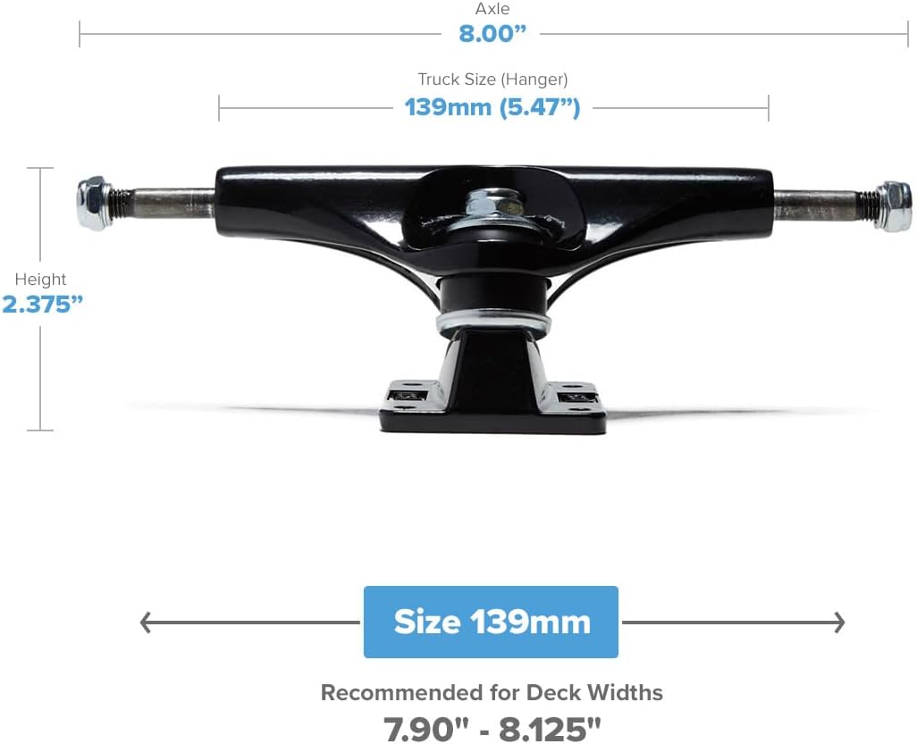 [CCS] Skateboard Trucks - 109mm, 129mm, 139mm, 144mm, 149mm, 169mm Black/Raw W/1" Mounting Hardware