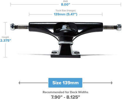 [CCS] Skateboard Trucks - 109mm, 129mm, 139mm, 144mm, 149mm, 169mm Black/Raw W/1" Mounting Hardware