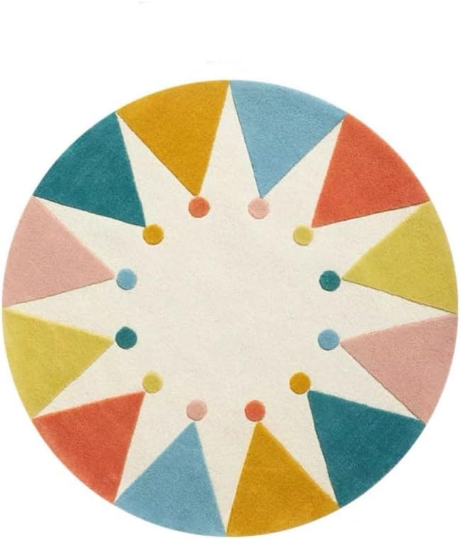 Poowe Cute Animals Kids Room Rug,39.4" Round Washable Area Rugs Rabbit Rug Nursery Rug for Baby Boys Girls Play Mat Floor Carpet Non Slip Soft Rugs for Living Room Bedroom Playroom Classroom
