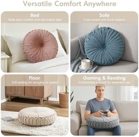 Intelligent Design Large Floor Pillow for Adults Yoga or Meditation Cushion with Handle, Floor Cushion for Board Games, Lustrous Chenille Tufted, Handsewn Scalloped Edge, Azza, 24" x 24" x 5" Yellow