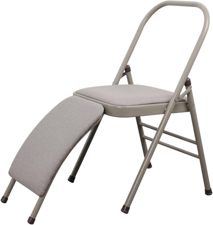 Morden Yoga Chair with Lumbar Support, Folding Yoga Assist Chair for Beginners Practice，Portable & Space-Saving (Pink PU)