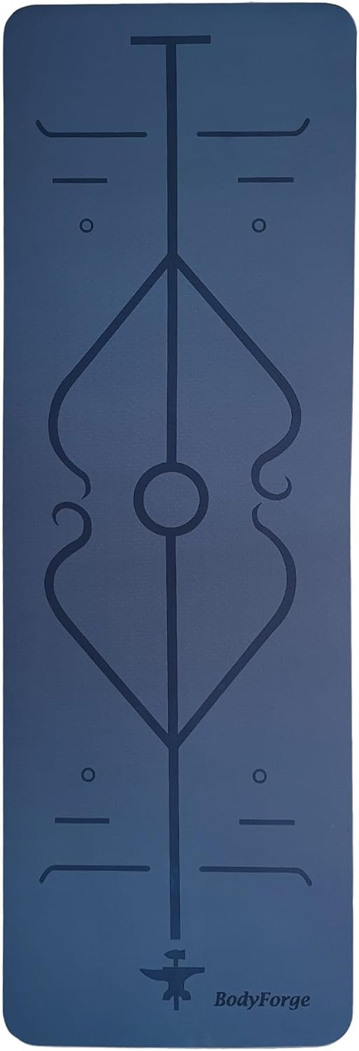 BodyForge Yoga Mat Thick Exercise Mat Thick 8mm TPE Eco-Friendly with Alignment Marks Non-Slip Extra Thick High-Density for Women and Men Workout Pilates