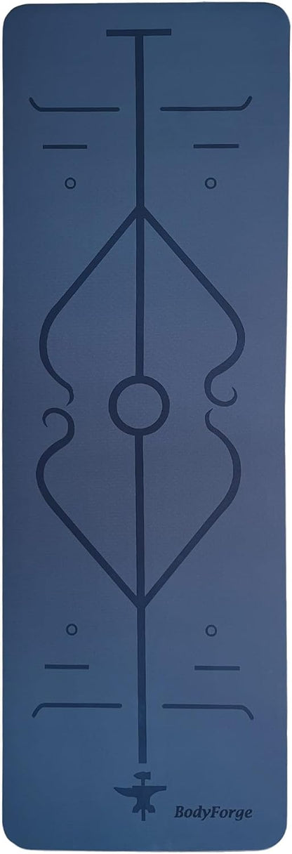 BodyForge Yoga Mat Thick Exercise Mat Thick 8mm TPE Eco-Friendly with Alignment Marks Non-Slip Extra Thick High-Density for Women and Men Workout Pilates