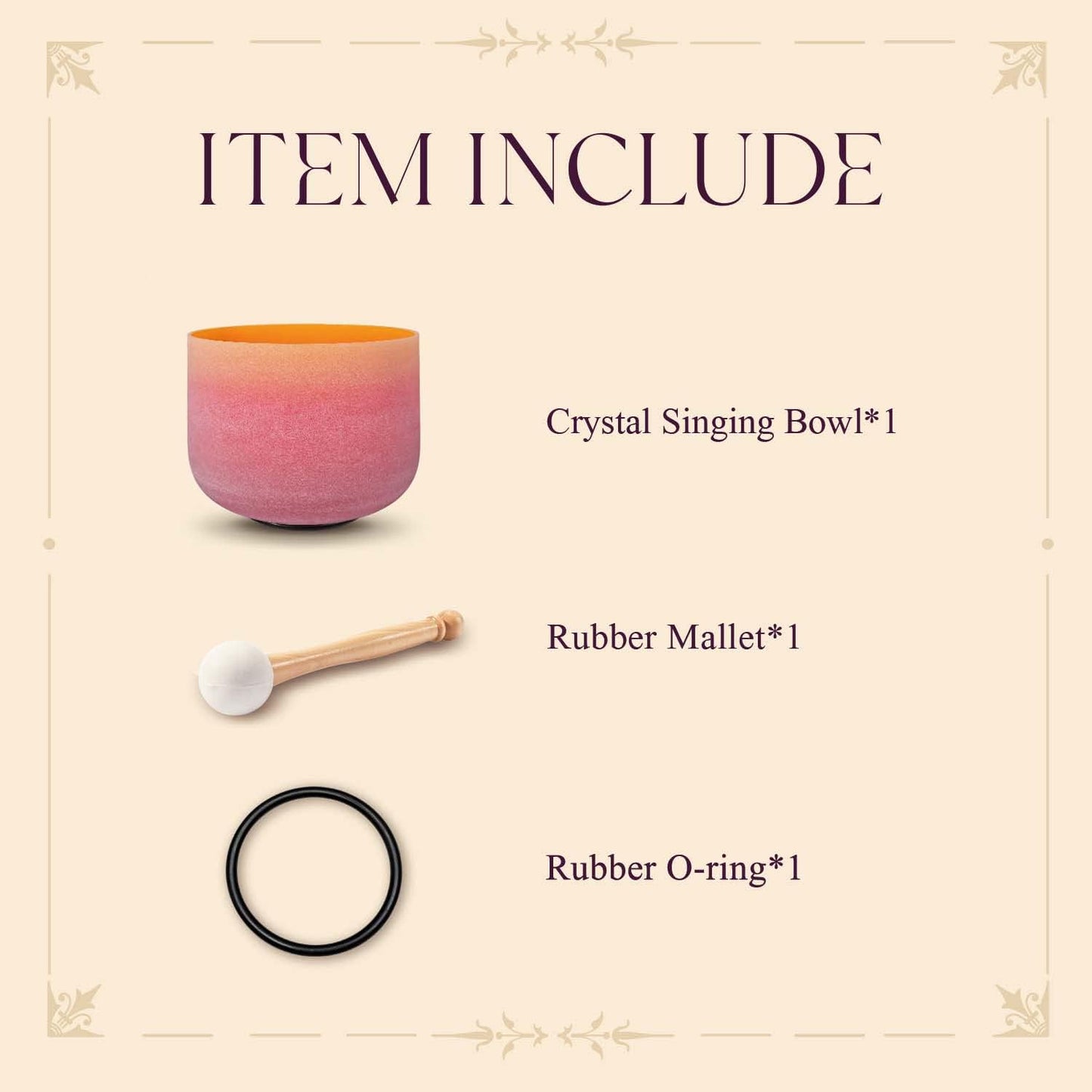 CVNC 440HZ 8 Inch Rainbow Colored A Note Third-Eye Chakra Frosted Quartz Crystal Singing Bowl for Sound Healing and Meditation