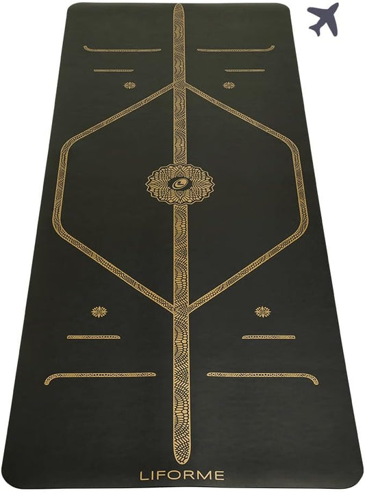 Liforme Travel Yoga mat – Patented Alignment System, Warrior-Like Grip, Non-Slip, Eco-Friendly, Ultra-Lightweight and Sweat Resistant, Made with Natural Rubber