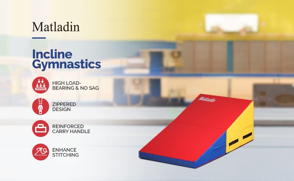 Matladin Incline Gymnastics Wedge Mat, Folding Gymnastics Mat for Kids Girls Home Training Exercise