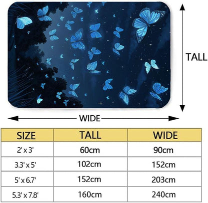 Butterfly Carpet Area Rug - Lovely Butterflies Printed Carpets for Kids Butterfly Theme Living Room Indoor Bedroom Decor Soft Polyester Yoga Mat 2'x3'