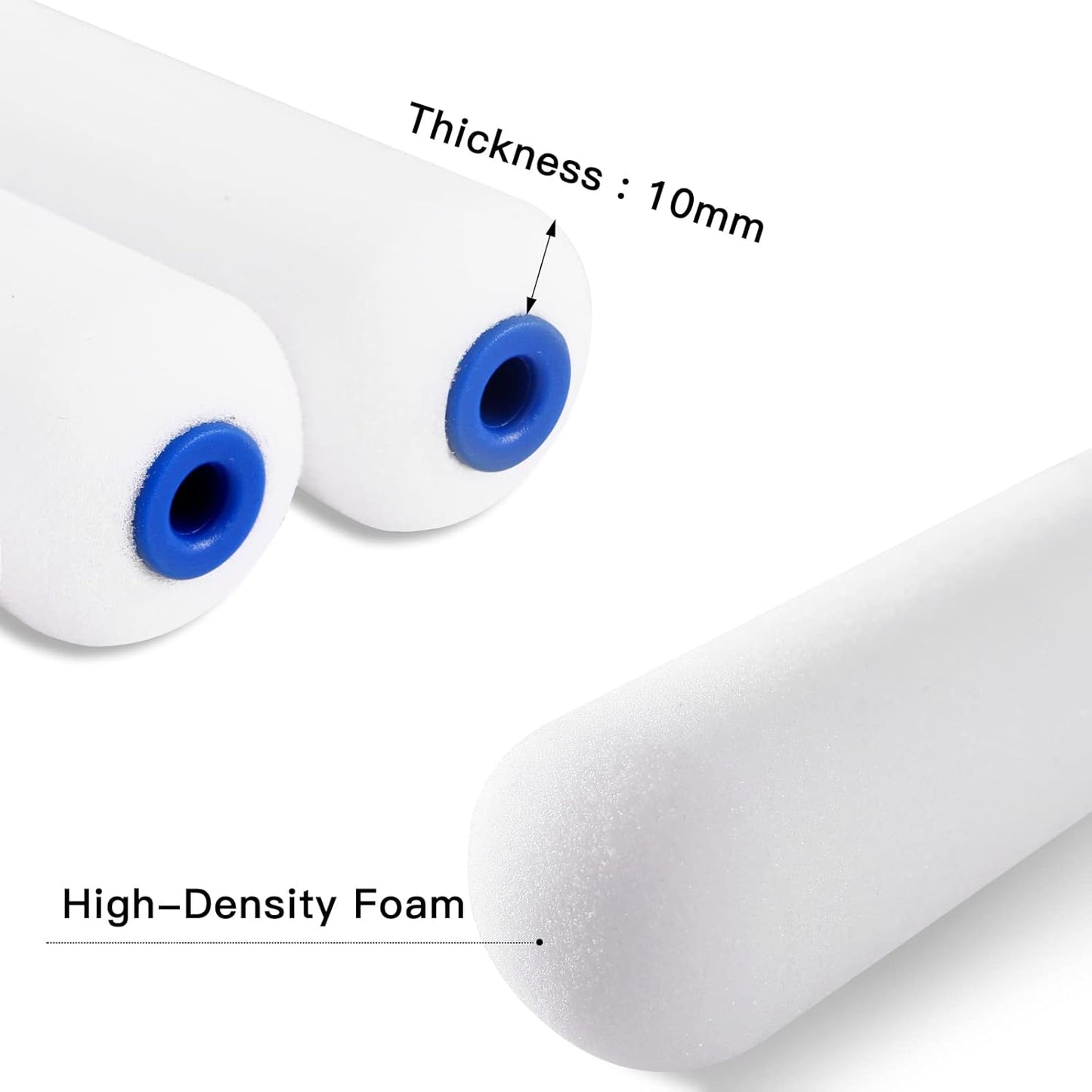 Mister Rui Foam Paint Roller, 4 Inch Paint Roller 10 Pack, Small Paint Roller, Foam Paint Roller 4 Inch, Small Foam Paint Roller High Density, 4 Inch Foam Rollers for Painting Walls, Cabinets
