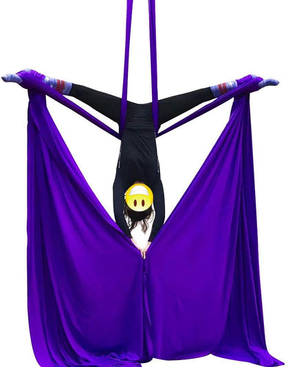 DASKING Aerial Silks Starter Kit - Durable 11Yards of Aerial Yoga Hammock with Hardware, Aerial Swing for Acrobatic Flying Yoga & All Levels (Aerial Rigging Point Up to 14ft)