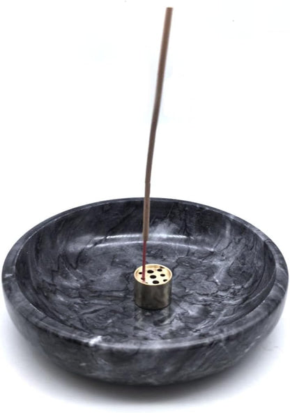 Vrupin Natural Marble Incense Burner, Handmade Incense Stick Incense Burner Reflux Burner, Ideal for use in Meditation, Incense Smokers and Decoration. (Black)