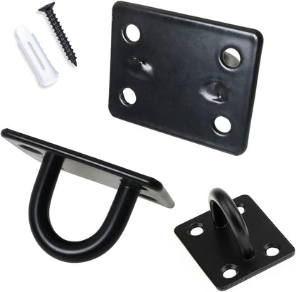Stainless Steel Ceiling Hooks Pad Eyes Plate 6pcs 1.8" Heavy Duty Marine Hardware Hooks with Screws and Plastic Anchors Wall Mount Top Hook Hanging for Yoga Hammock Sandbag Plant Basket