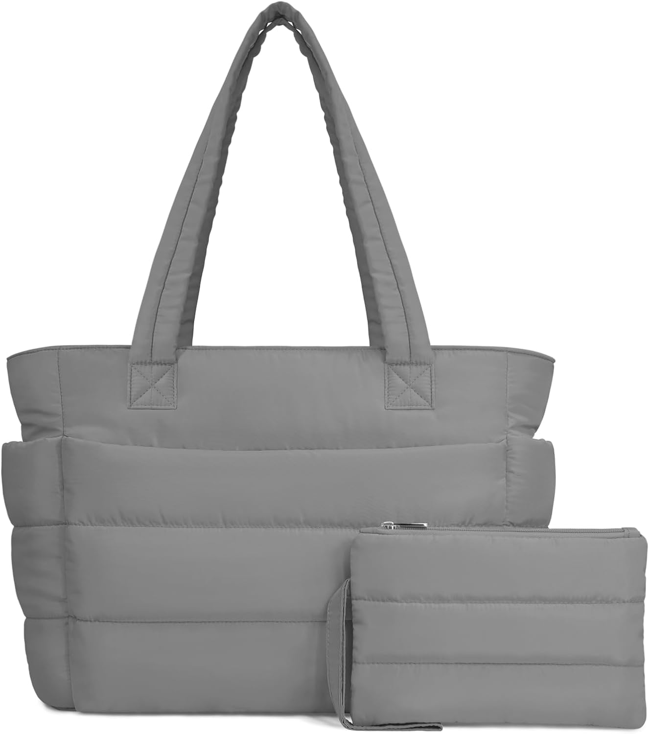TOPDesign Puffer Tote Bag for Women, Lightweight Puffy Handbag with Compartments, Quilted Shoulder Bag for Work, Travel, Gym - Colors B