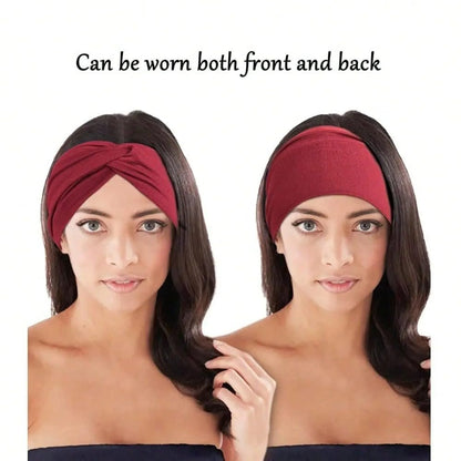 AUGHAD Women's 4-Piece Wide Headband Set - Soft Bohemian Style Scarf Hair Accessories with Knot Design, Suitable for Yoga, Running, Sports, and Daily Wear