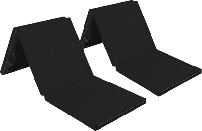 Matladin 6' Folding Tri-fold Gymnastics Gym Exercise Aerobics Mat, 6ft x 2ft x 2in PU Leather Tumbling Mats with Hook & Loop Fastener for Stretching Yoga Cheerleading Martial Arts