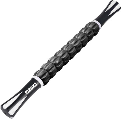 Muscle Roller Massage Roller Stick- Deep Tissue Fascia Blaster for Myofascial Pain Relief, Lymphatic Drainage & Body Sculpting, Handheld Physical Therapy & Recovery Tool (Gray black-18 inch)
