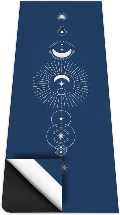 Hot Yoga Mat Towel with Corner Pockets Yoga Towels for Hot Yoga Non Slip with Travel Bag Sweat Absorbent Yoga Blankets Mat Cover for Workout Gym 70"x26" (Mountain-01, 70x26)