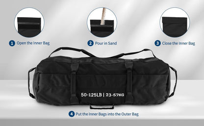 Adjustable Heavy-Duty Sandbag Set for Strength Training & Yoga – Durable Multi-Handle Fitness Equipment – Versatile Full-Body Workout – Includes Unfilled Inner Bag
