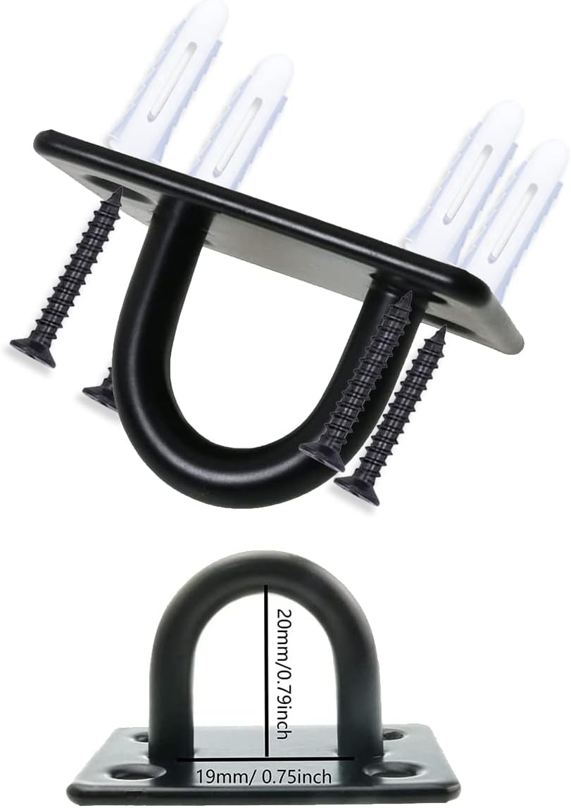 Stainless Steel Ceiling Hooks Pad Eyes Plate 6pcs 1.8" Heavy Duty Marine Hardware Hooks with Screws and Plastic Anchors Wall Mount Top Hook Hanging for Yoga Hammock Sandbag Plant Basket