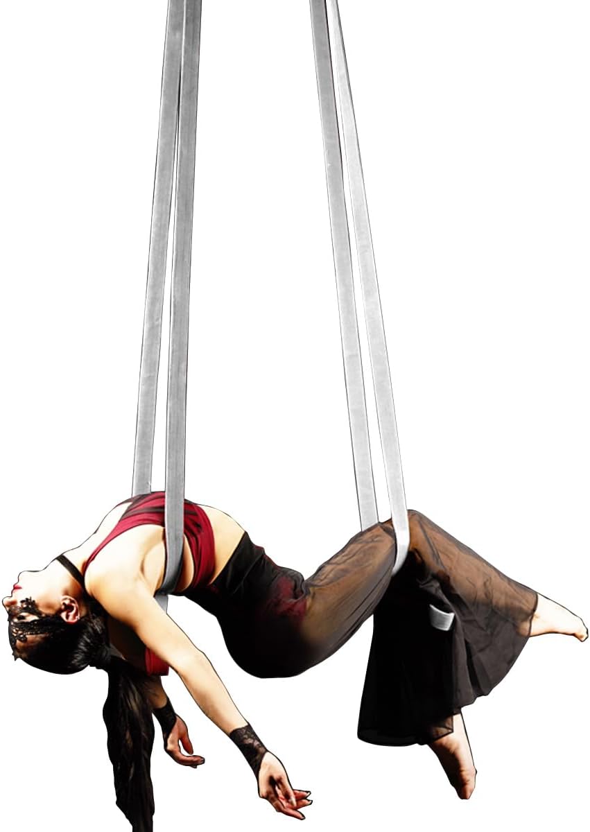 4.9ft 1.5m Aerial Straps Ropes Yoga Aerial Acrobatics Body Aerial Loop Trapeze Circus Apparatuses Equipment Three-Layer Straps 1 pairs