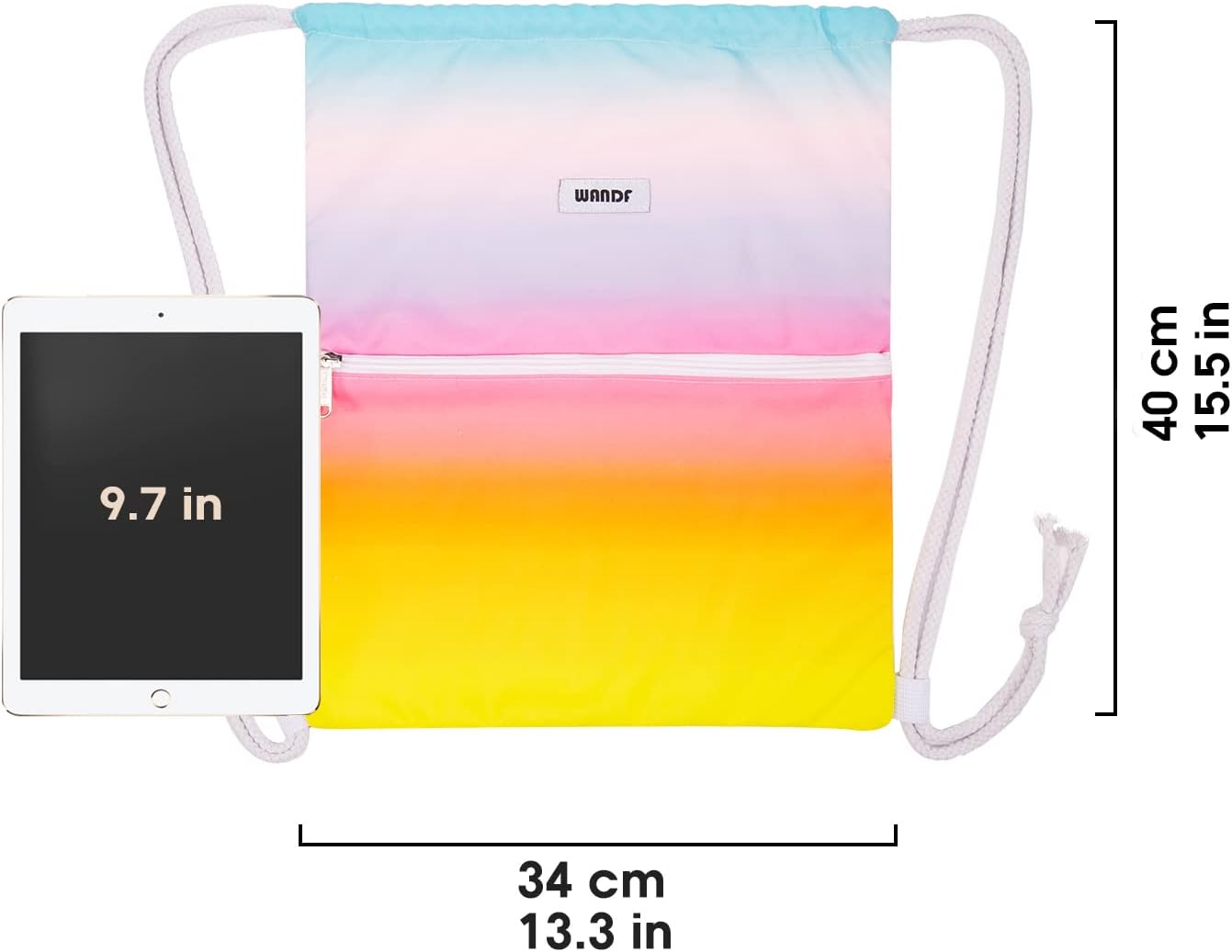 WANDF Drawstring Backpack String Bag Sackpack Cinch Water Resistant Nylon for Gym Shopping Sport Yoga (Black)
