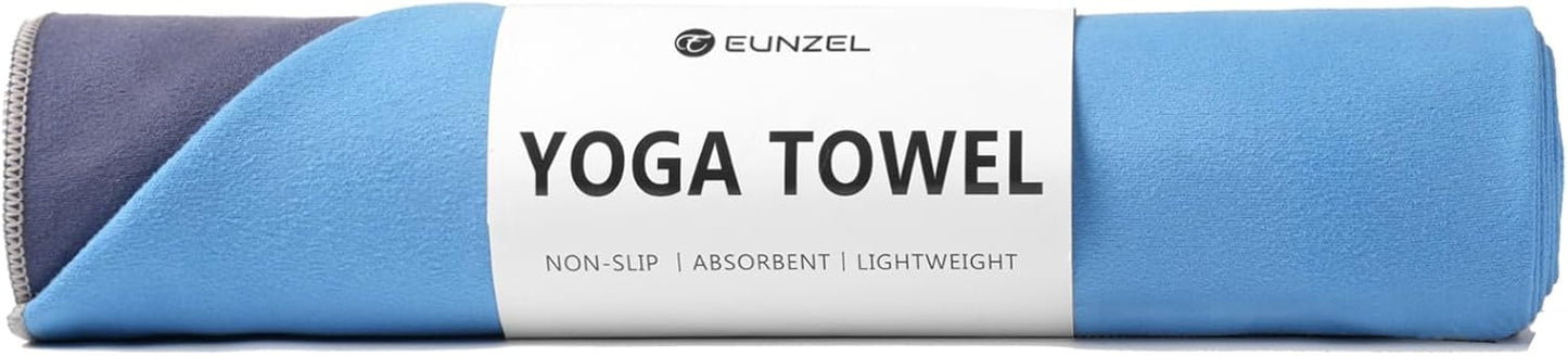 Eunzel Hot Yoga Towel, Reversible Two-Tone Non-Slip Yoga Mat Towel, Sweat Absorbent for Hot Yoga, Pilates and Workout, 72" x 26.5", Army Green& Pink
