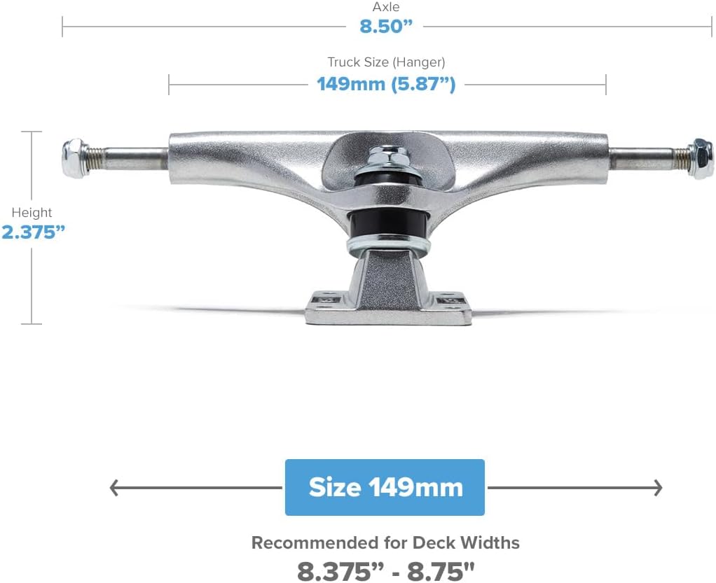 [CCS] Skateboard Trucks - 109mm, 129mm, 139mm, 144mm, 149mm, 169mm Black/Raw W/1" Mounting Hardware