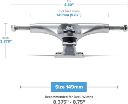[CCS] Skateboard Trucks - 109mm, 129mm, 139mm, 144mm, 149mm, 169mm Black/Raw W/1" Mounting Hardware