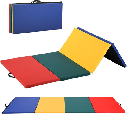 Gymnastics Tumbling Mats Portable Gymnastics Mat Folding Tumbling Mat Thick Yoga Mat Exercise Mat with Carrying Handles for home Workout outdoor Yoga Gymnastic