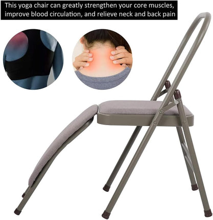 Yoga Chair with Lumbar Support,Multifunctional Yoga Stool with Removable Cushion,Yoga Assist Chair with Lumbar Support,Pilates Yoga Chair,Yoga Inversion Chair