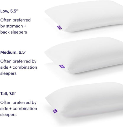 Purple Harmony Pillow – Talalay Latex Foam Cooling Pillow for Combo or Side Sleepers, 360º Hex GelFlex Grid for No-Pressure Support and Luxurious Weightless Feel - Standard, Medium Feel, Low Height