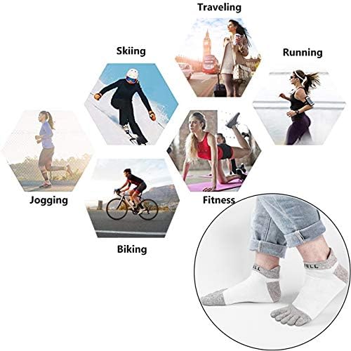 VWELL Cotton Toe Socks Five Finger Socks No Show Crew Athletic Running Socks 4 Pairs,Size 7-11