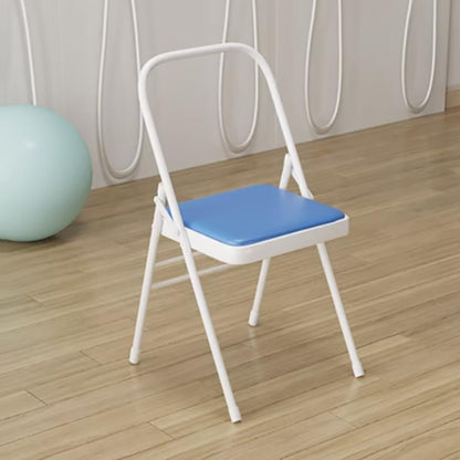 Yoga Folding Chair,Yoga Auxiliary Chair,Iyengar Metal Folding Chair,Reinforced Portable Backless Chair White 31.5in*18.5in*17.3in,Green