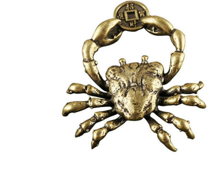 DMtse Chinese Feng Shui Brass Mini Crab Crab Hand Clip Lucky Coin Decorated Statue Statue for Animal Sculpture Tea Sets Prop Collection Home Gifts