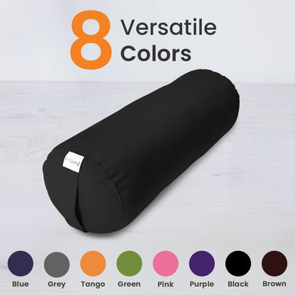 Sol Living Yoga Bolster Pillow for Meditation and Restorative Yoga - 100% Cotton, Cylindrical, Firm Cushion with Washable Cover for Balance and Support
