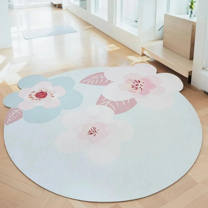ABREEZE Irregular Large Flower Meditation Mat Non Slip Round Pilates Yoga Mat Natural Rubber with Sueded Surface Exercise Mat