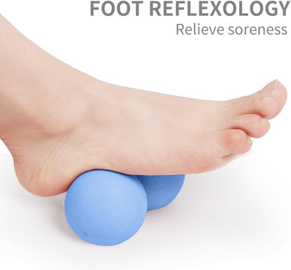 Double Lacrosse & Micro-Elastic Peanut Massage Ball - Myofascial Release Tool for Muscle, Back, Foot, and Physical Therapy, Mobility Roller for Acupressure and Relaxation (Pink)