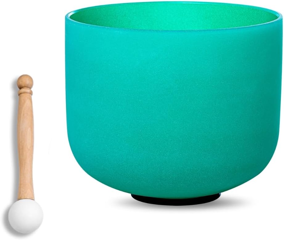 8 inch White C Note Root Chakra Quartz Crystal Singing Bowl, for Healing Mindfulness Meditation Yoga Sound Baths, with Rubber Mallet O-ring