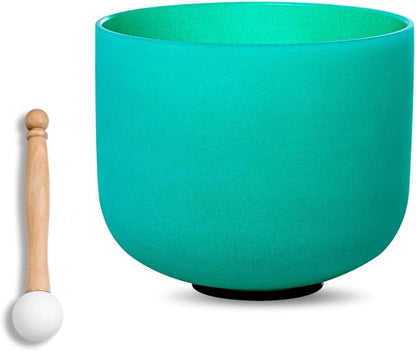 8 inch White C Note Root Chakra Quartz Crystal Singing Bowl, for Healing Mindfulness Meditation Yoga Sound Baths, with Rubber Mallet O-ring