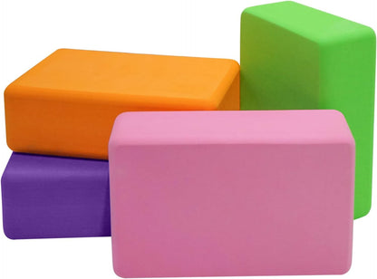 Yoga Blocks 4 Pack - Premium 3x6x9 IN EVA Foam Bricks for Pilates Workout, Stretching, Meditation | Non-slip and Lightweight Yoga Bricks for Flexibility, Balance, Spine Strength