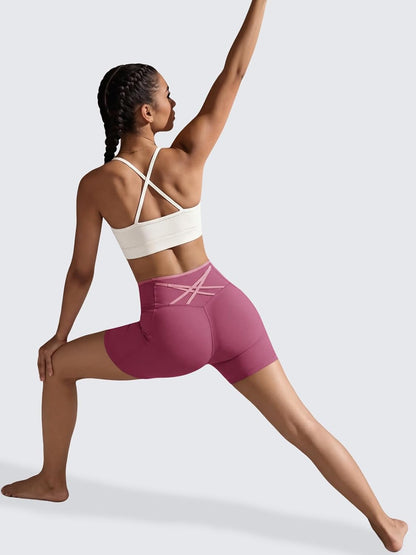 Aoysky Womens Workout Biker Shorts 5" Color Block High Waisted Yoga Athletic Shorts