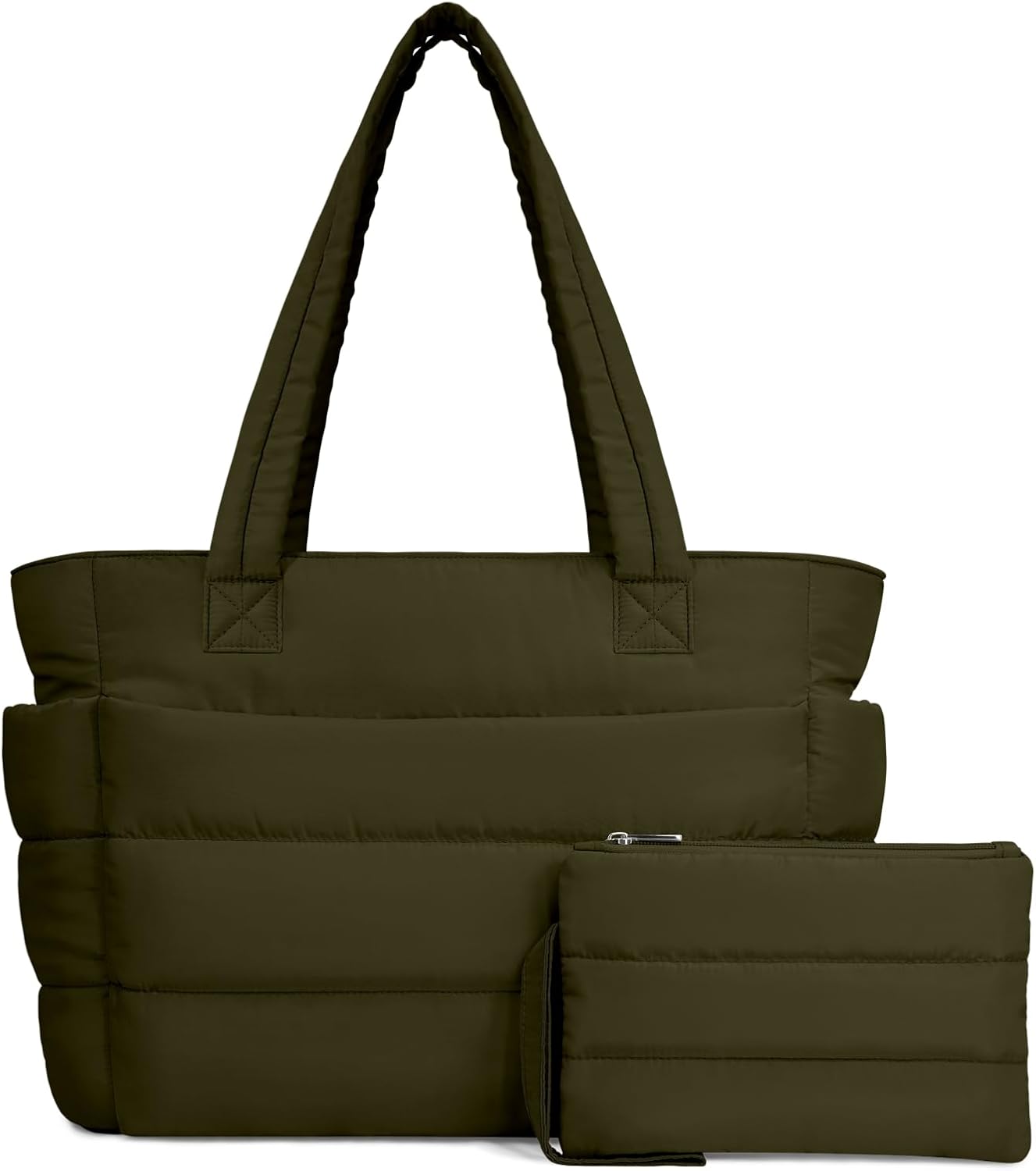 TOPDesign Puffer Tote Bag for Women, Lightweight Puffy Handbag with Compartments, Quilted Shoulder Bag for Work, Travel, Gym - Colors A