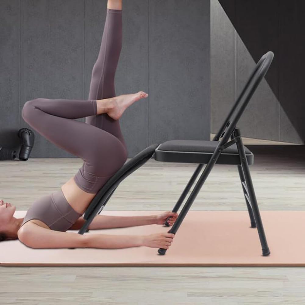 Yoga Chair Backless Folding Chair Metal Back Bender Lounge Inversion Handstand Trainer Yoga Props Exercise Chair Inversion Chair