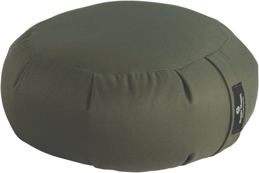 Hugger Mugger Zafu Meditation Cushion - Support in Cross-Legged Sitting, Buckwheat Filled, Durable Fabric, Convenient Handle, Handmade in USA