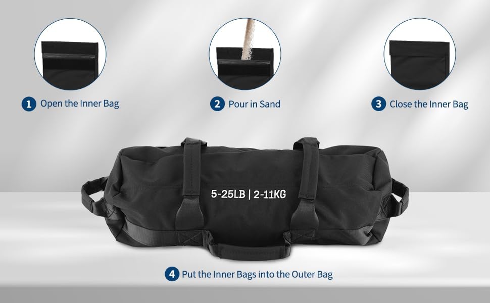Adjustable Heavy-Duty Sandbag Set for Strength Training & Yoga – Durable Multi-Handle Fitness Equipment – Versatile Full-Body Workout – Includes Unfilled Inner Bag