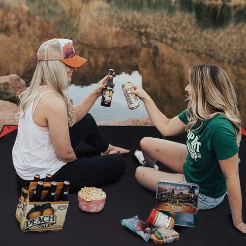 Odoland Beach Blanket Picnic Blanket, 43.3" x 27.5" SandProof Waterproof Outdoor Pocket Blanket with Portable Bag, Foldable Lightweight Sand Free Beach Mat for 1 People Hiking, Camping, Travel, Pink